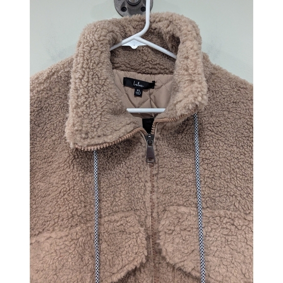 🆕 Lulus Cozy With You Taupe Faux Fur Drawstring Jacket Size XL - Picture 7 of 13
